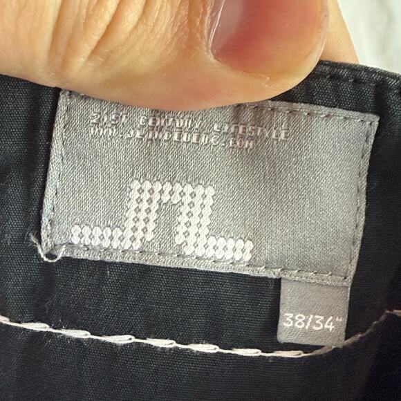 J. Lindeberg Men's 38x34 Black 100% Cotton Straight Leg Pants White Stitching - Picture 3 of 8